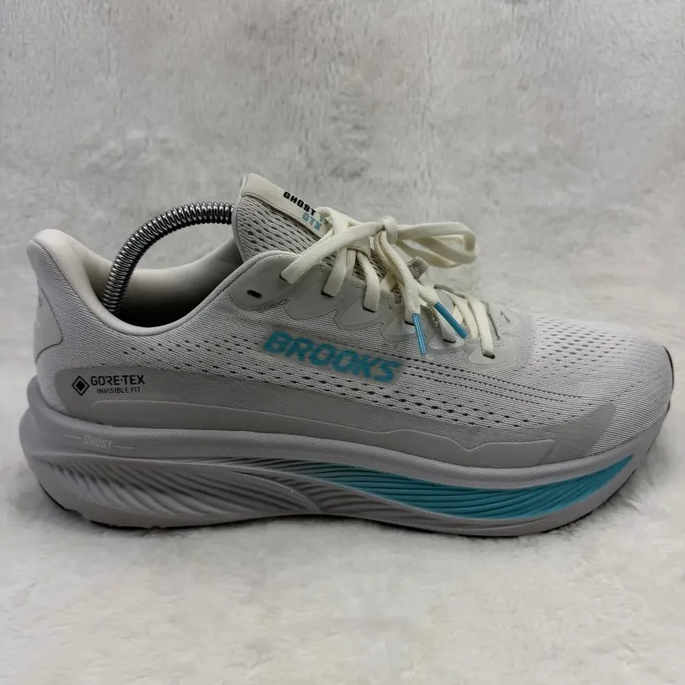 Brooks Ghost 17 GTX Womens Waterproof Running Shoes White Teal Blue Size 12